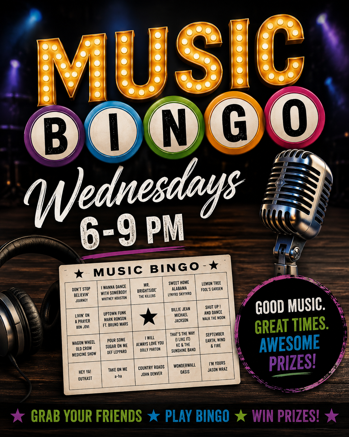 Music Bingo every Wednesday
